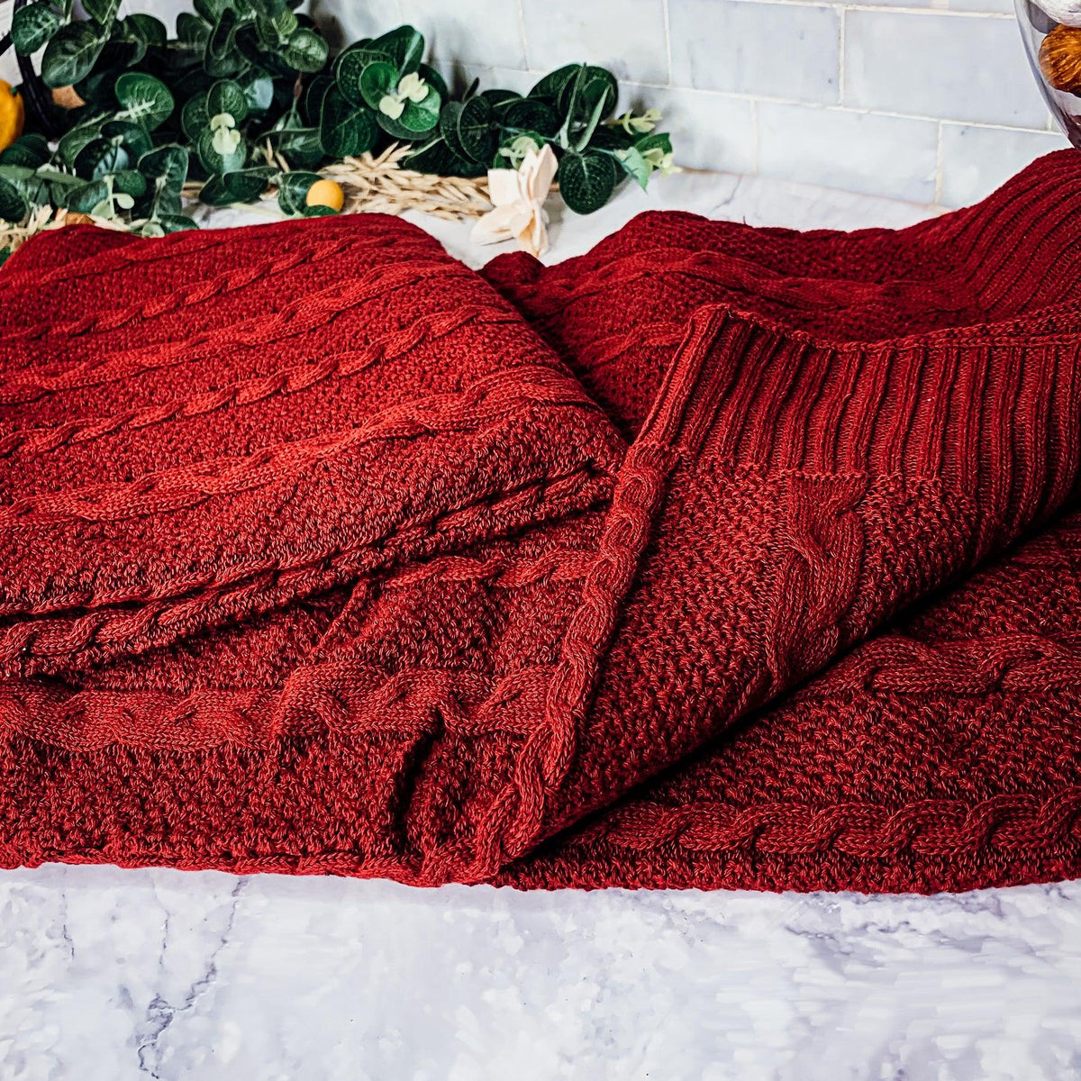 Classic Cable Knit Sweater Throw Blanket
