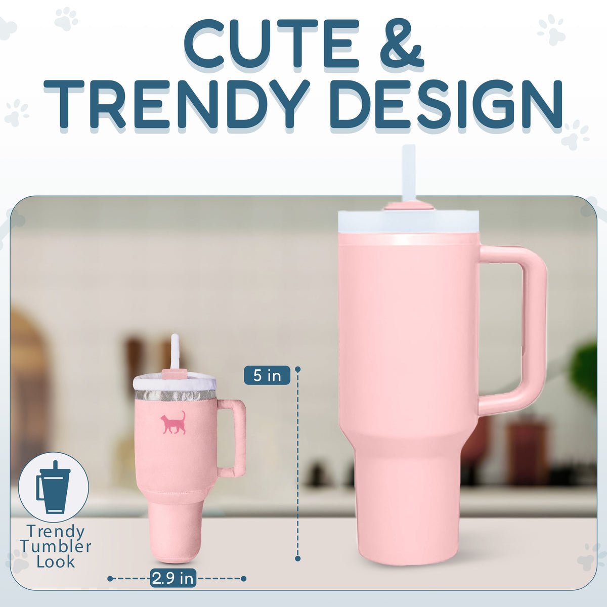 Give your pup a cup of their own with this plush tumbler dog toy featuring a built-in squeaker, soft exterior, and adorable drink-inspired design.