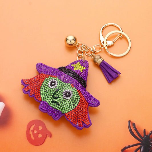 Bling Halloween Witch Keychain Bag Charm