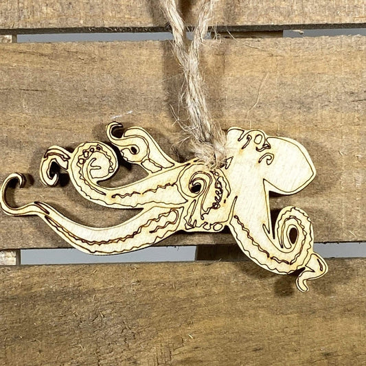 Kraken Wooden Christmas Ornament | Nautical Mythical Holiday Decor
