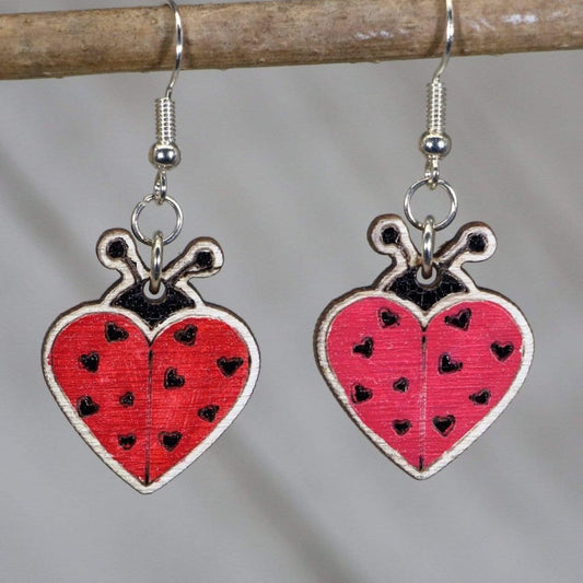 Ladybug Wooden Earrings | Cute Insect Nature Jewelry