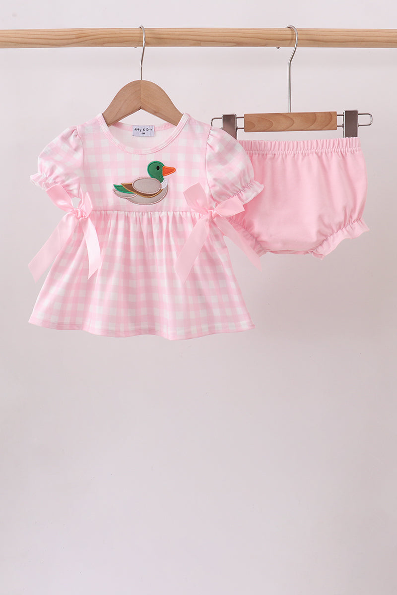 Mallard Duck Pink Gingham Bloomer Set
