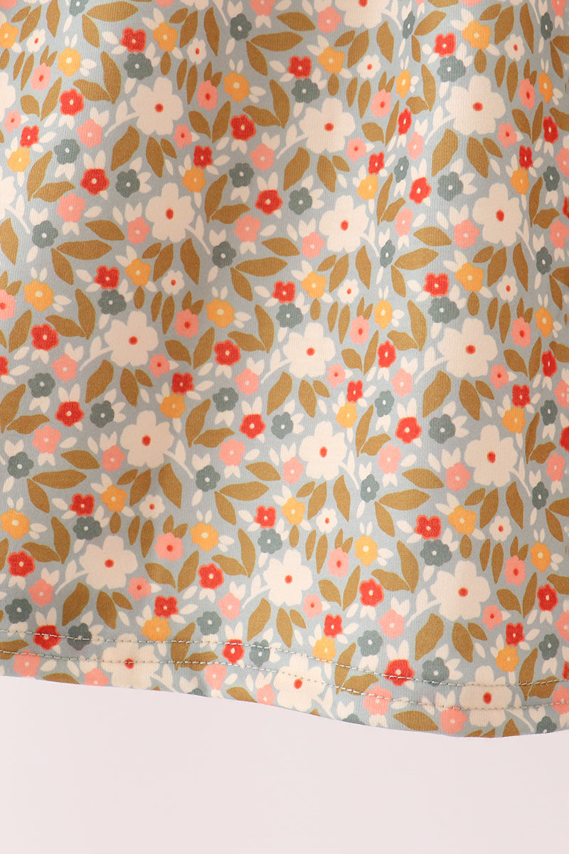 Little Farmgirl Floral Cow Embroidered Dress