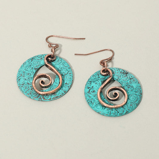 Boho Filigree Swirl Circle Drop Dangle Earrings