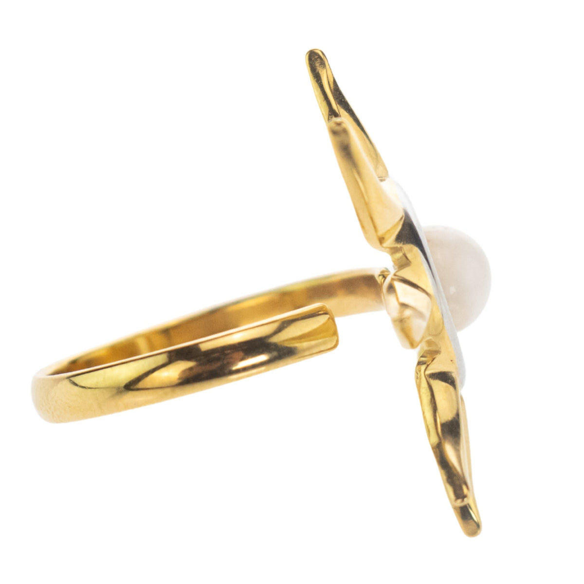 Golden Sun & Pearl Adjustable Ring