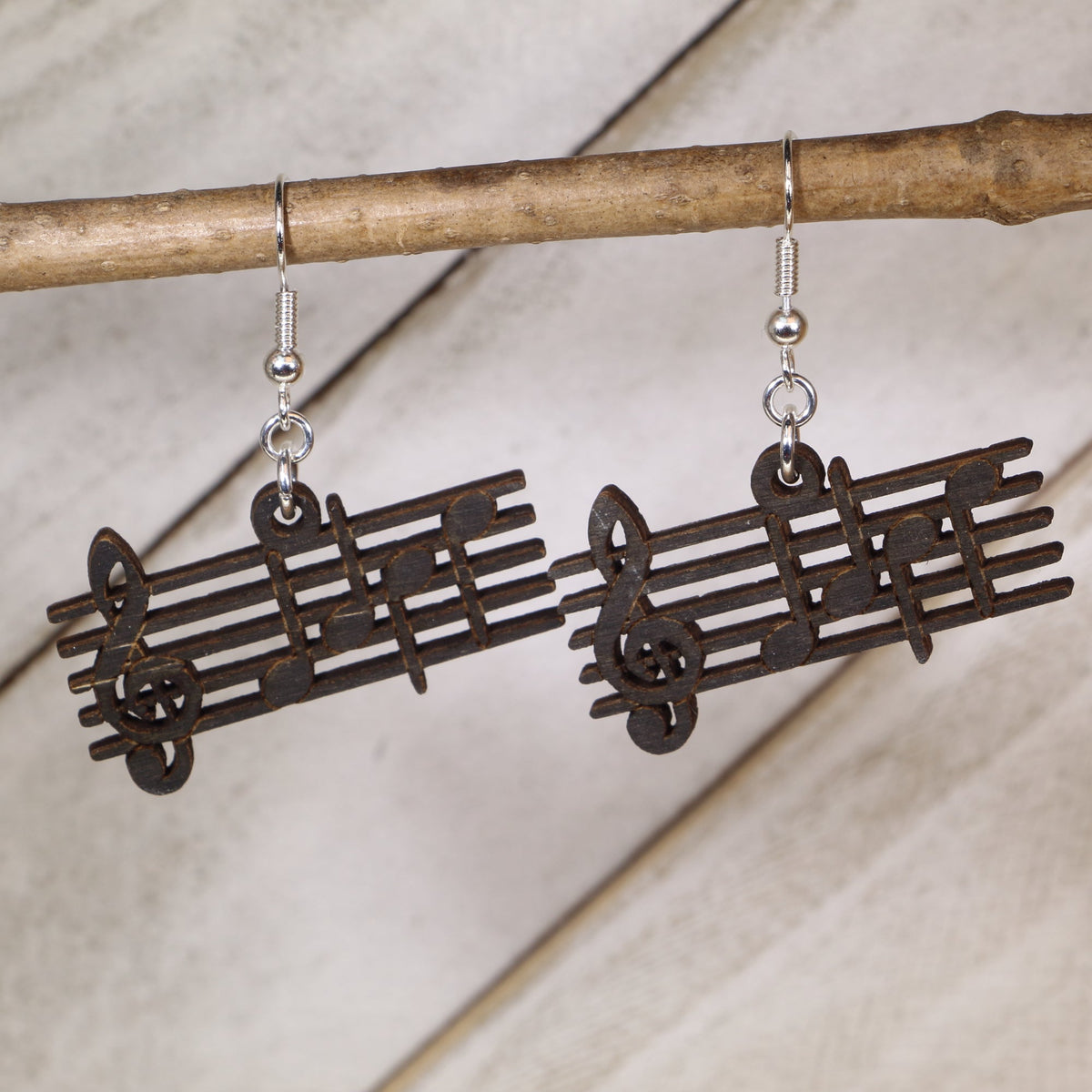 Music Measure Wooden Dangle Earrings | Treble Clef Sheet Music Jewelry