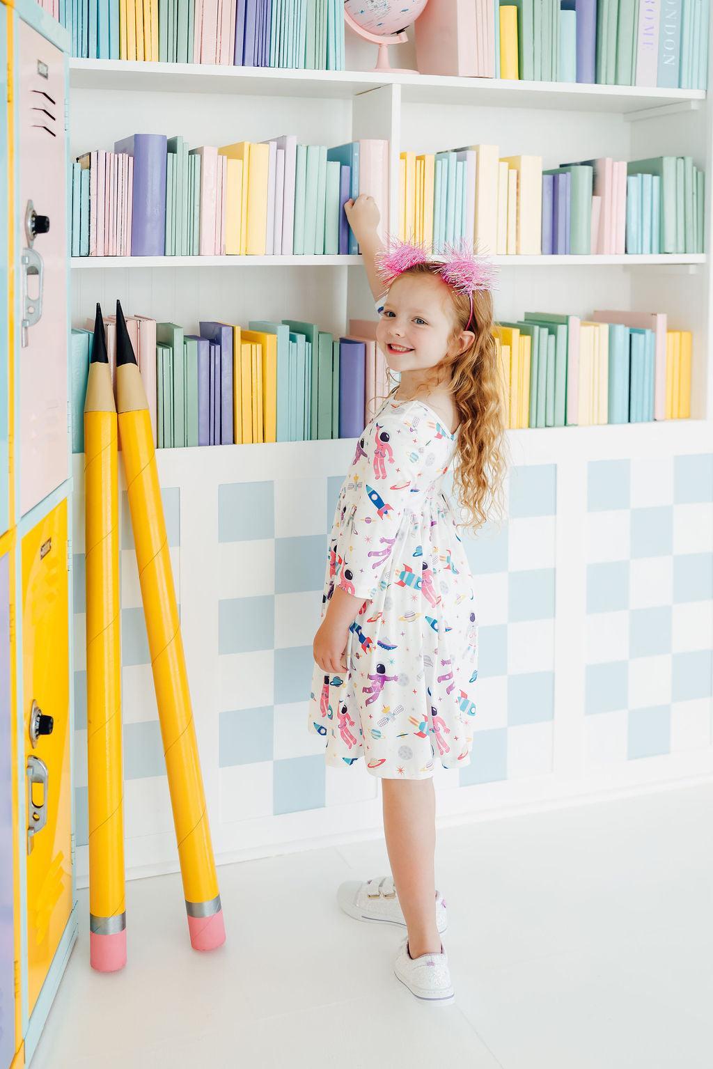 SALE Out of this World 3/4 Sleeve Pocket Twirl Dress