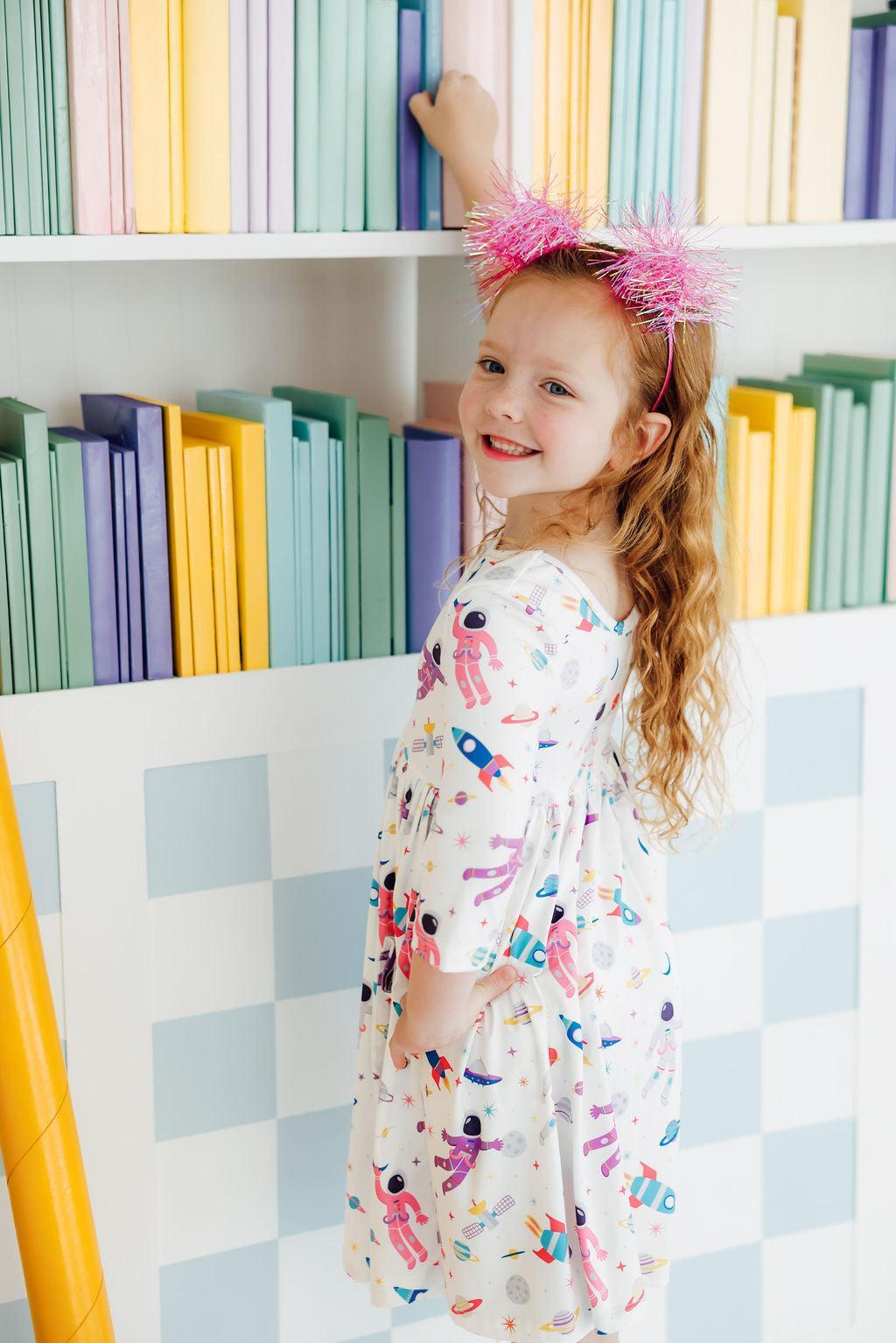 SALE Out of this World 3/4 Sleeve Pocket Twirl Dress