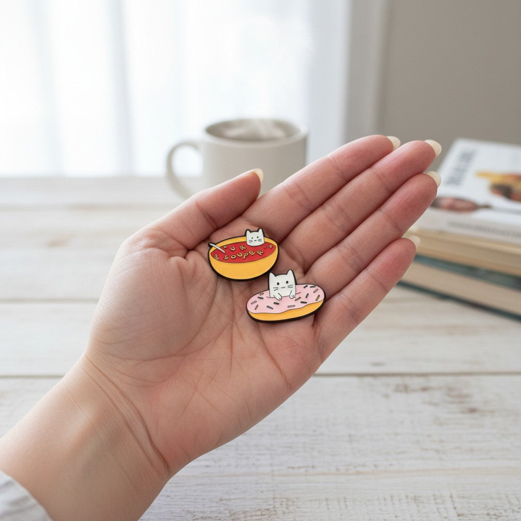 Funny Cat Enamel Pins – Set of 5 | Cute Kawaii Lapel Pin Pack