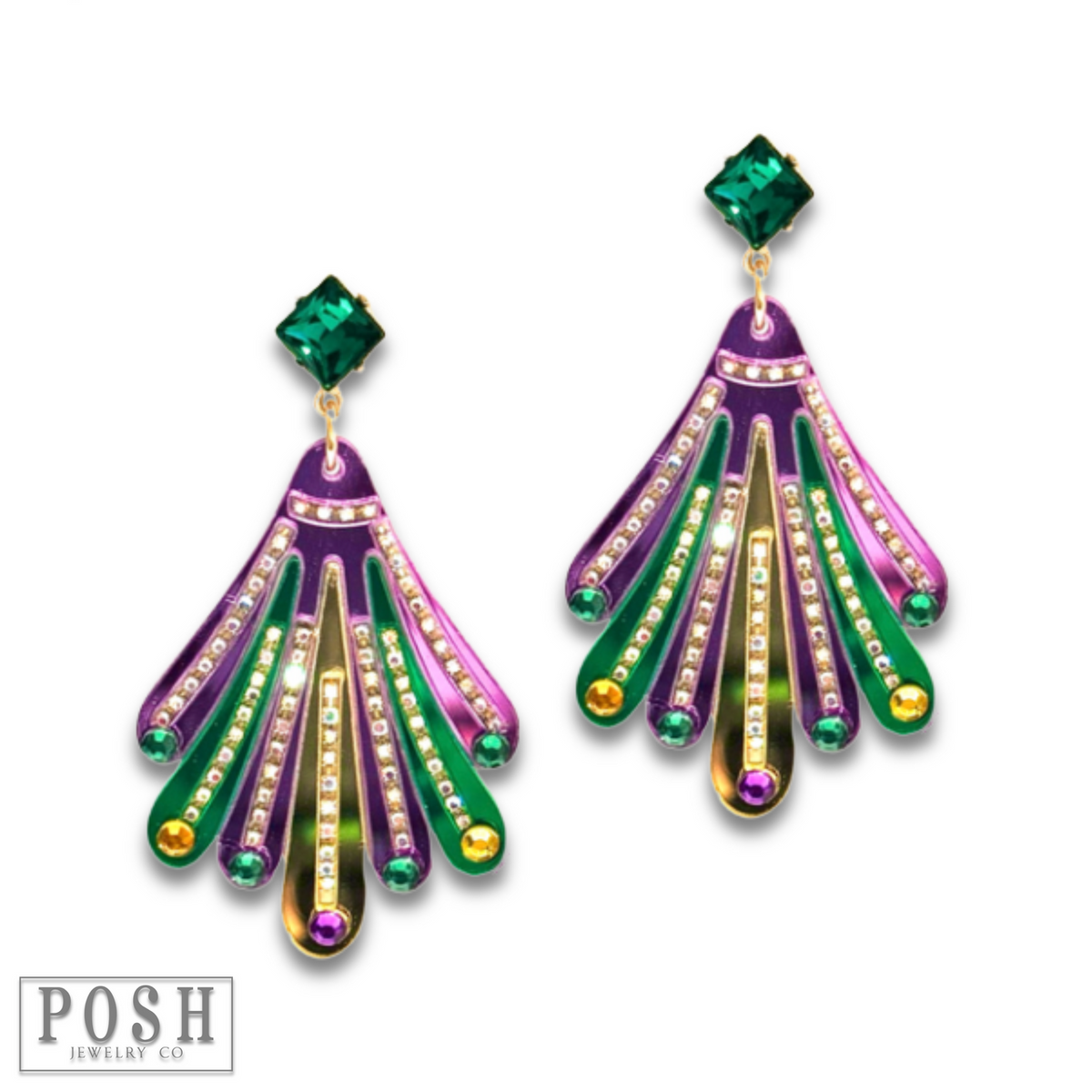 Mardi Gras fan earring