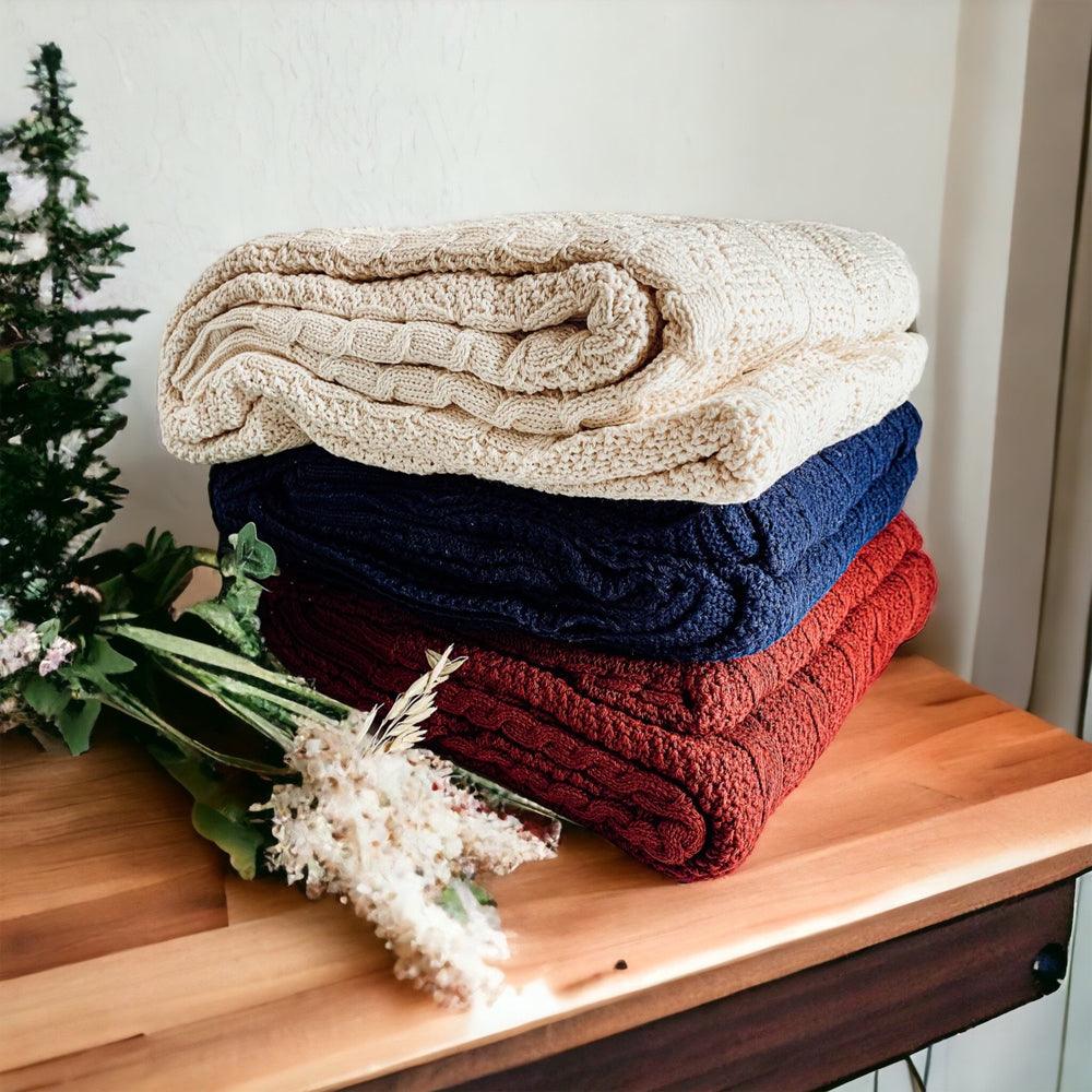 Classic Cable Knit Sweater Throw Blanket