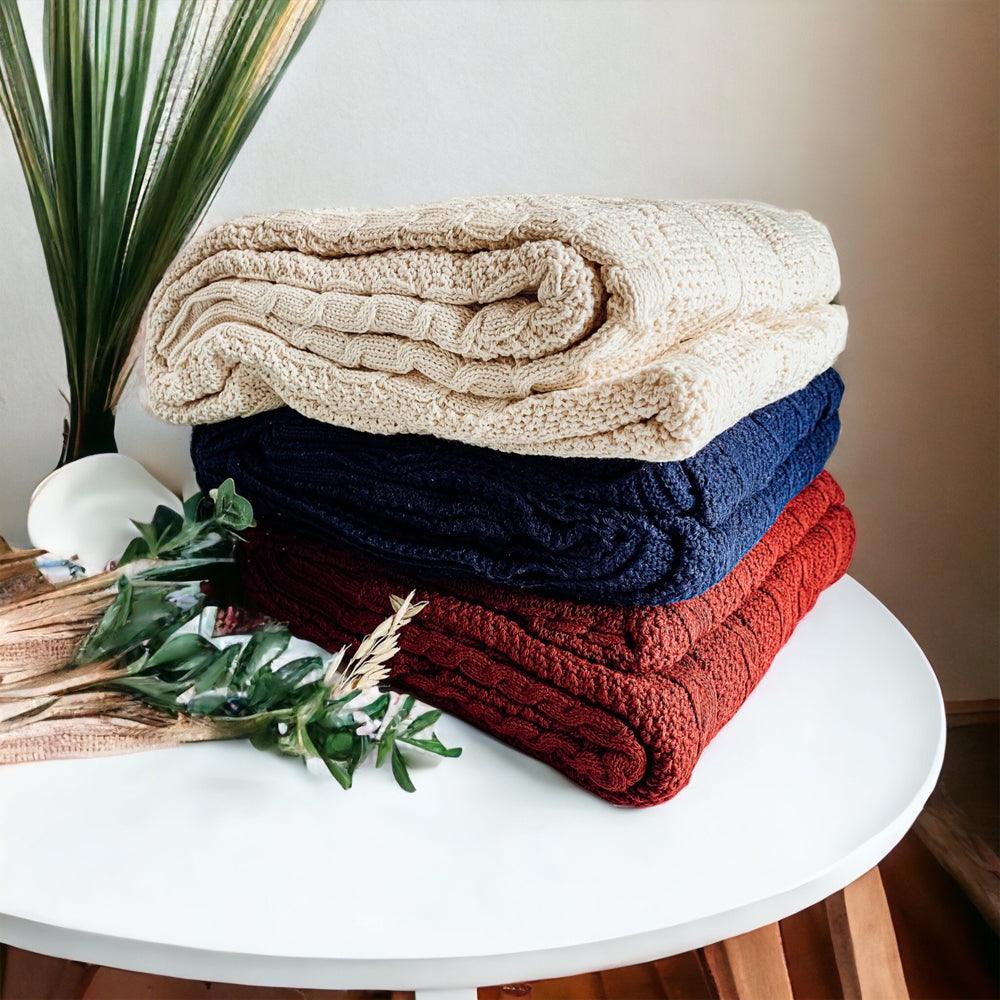 Classic Cable Knit Sweater Throw Blanket