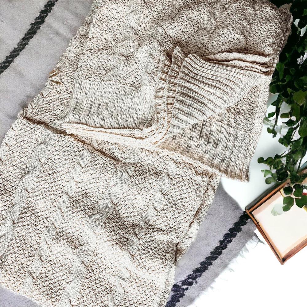 Classic Cable Knit Sweater Throw Blanket