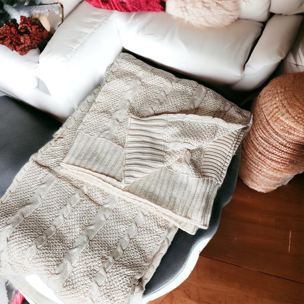 Classic Cable Knit Sweater Throw Blanket