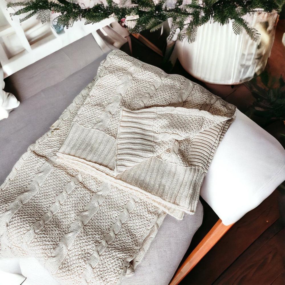 Classic Cable Knit Sweater Throw Blanket
