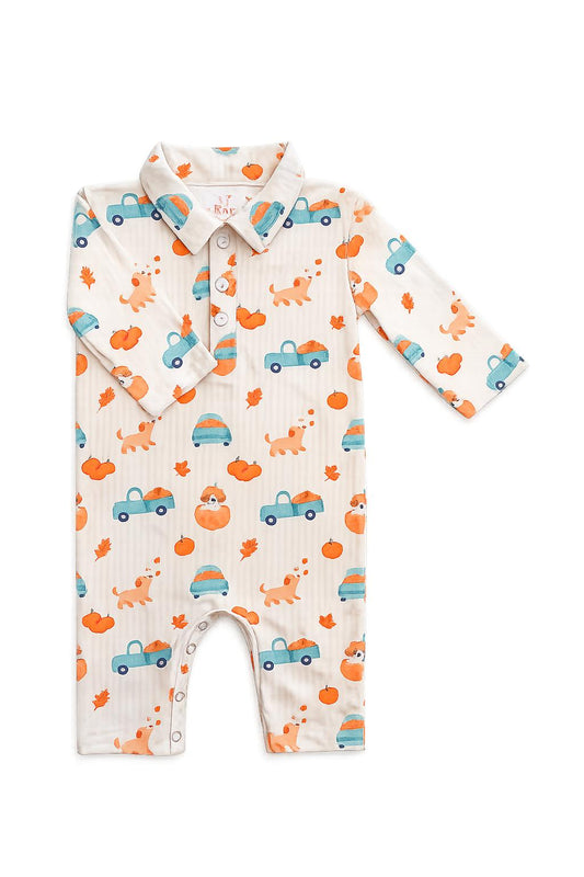 Pumpkin Spice Pups Long-Sleeve Polo One-Piece