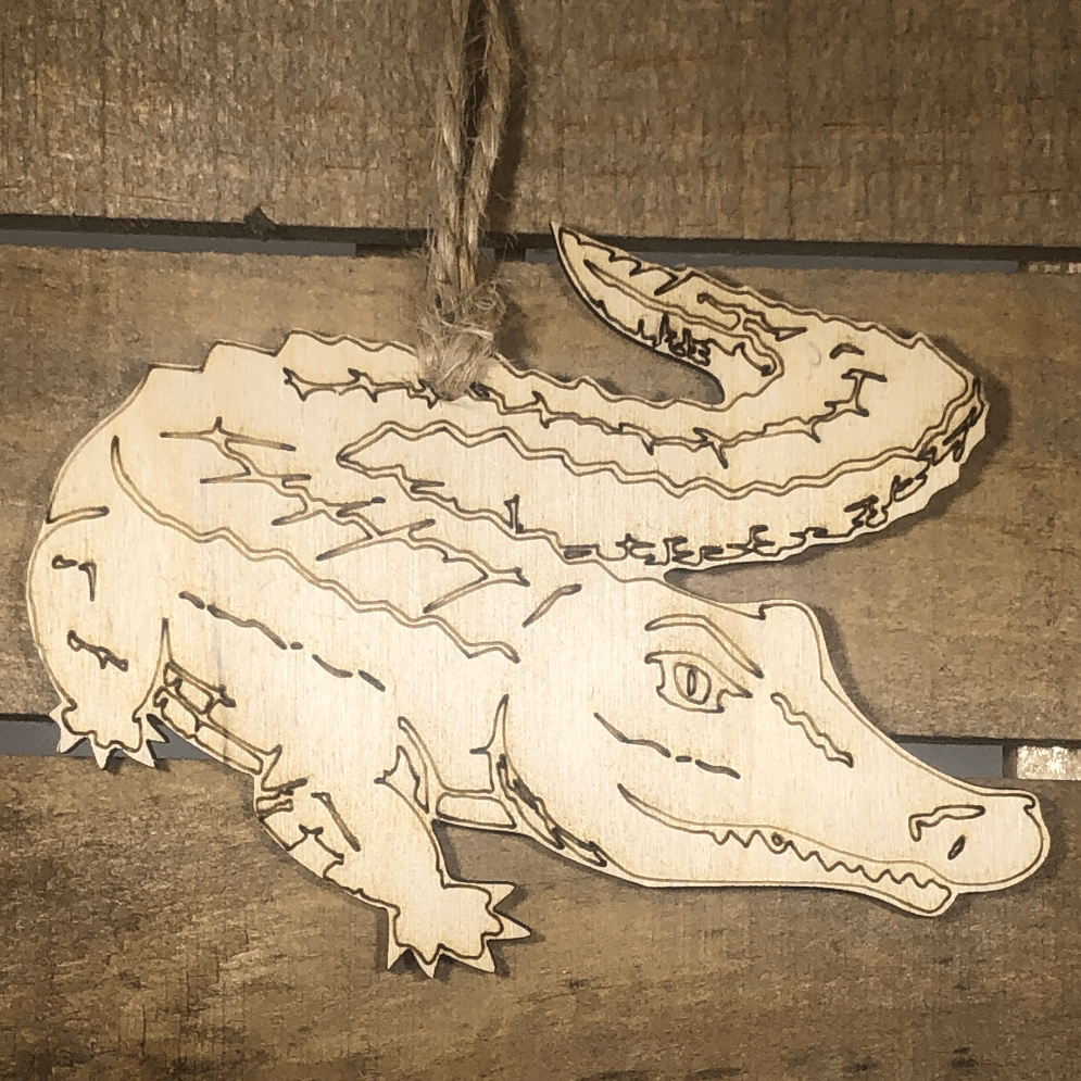 Realistic Alligator Wooden Christmas Ornament | Animal Holiday Decor