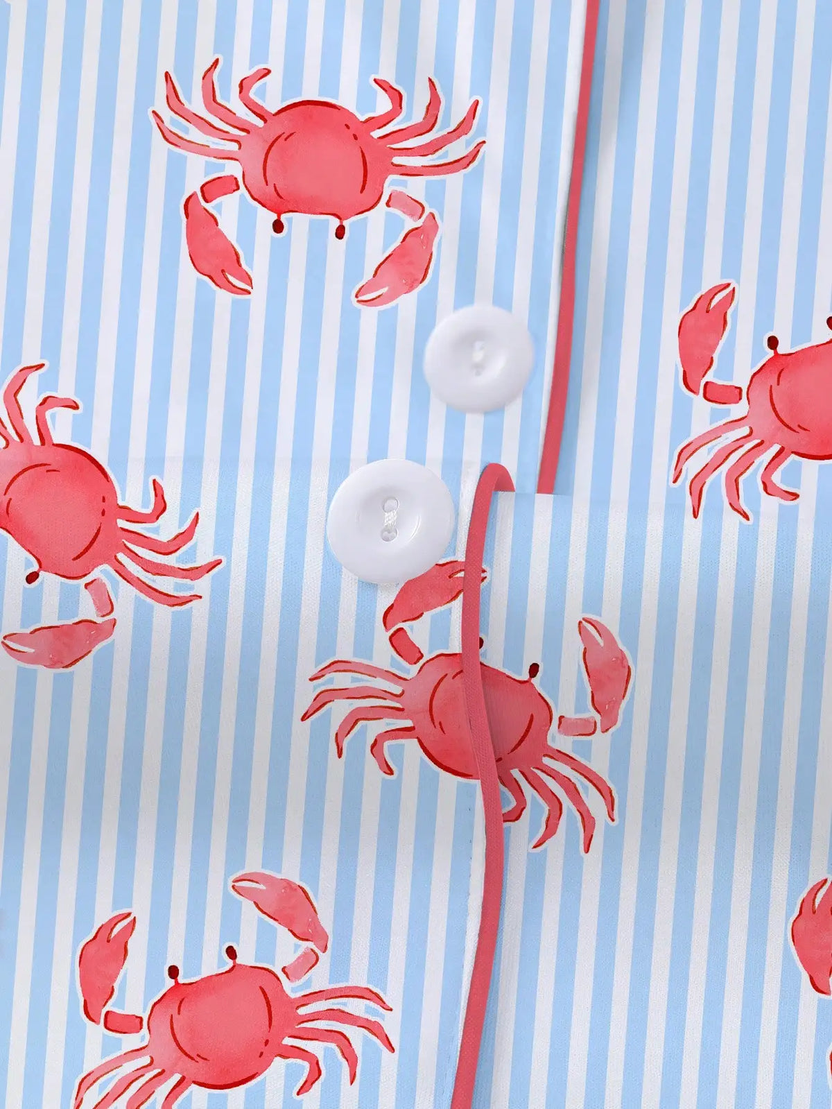 Crab Print Women's Pajama Set — Short Sleeve Top & Loose Shorts Loungewear