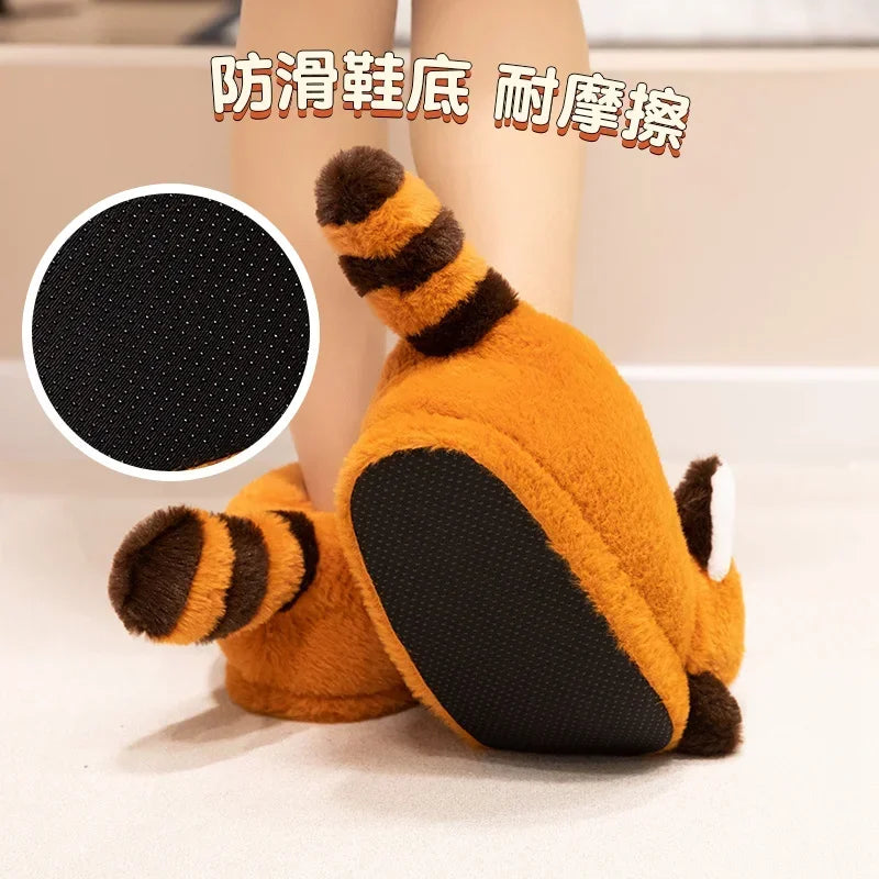 3D Red Panda & Fox Plush Slippers