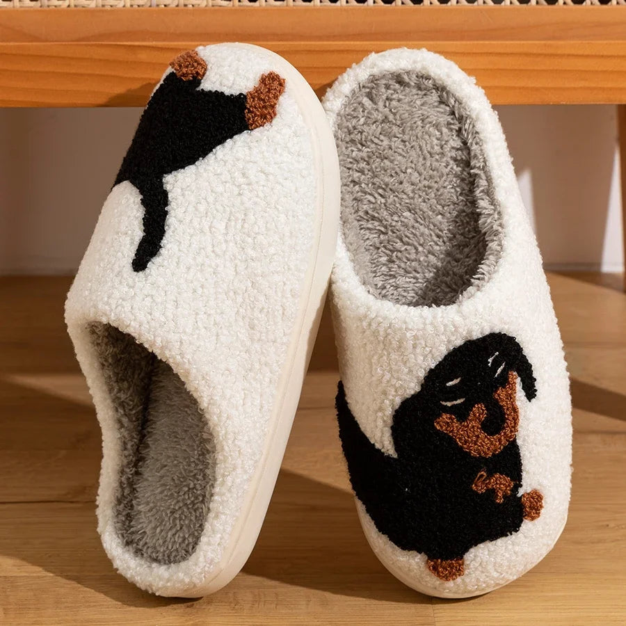 Women's Dachshund Dog Slippers — Cute Cartoon Indoor Comfort House Shoes