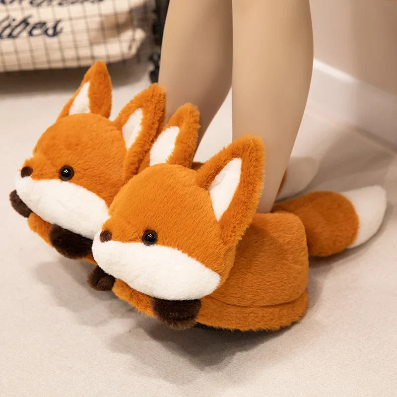3D Red Panda & Fox Plush Slippers