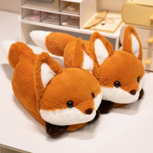 3D Red Panda & Fox Plush Slippers