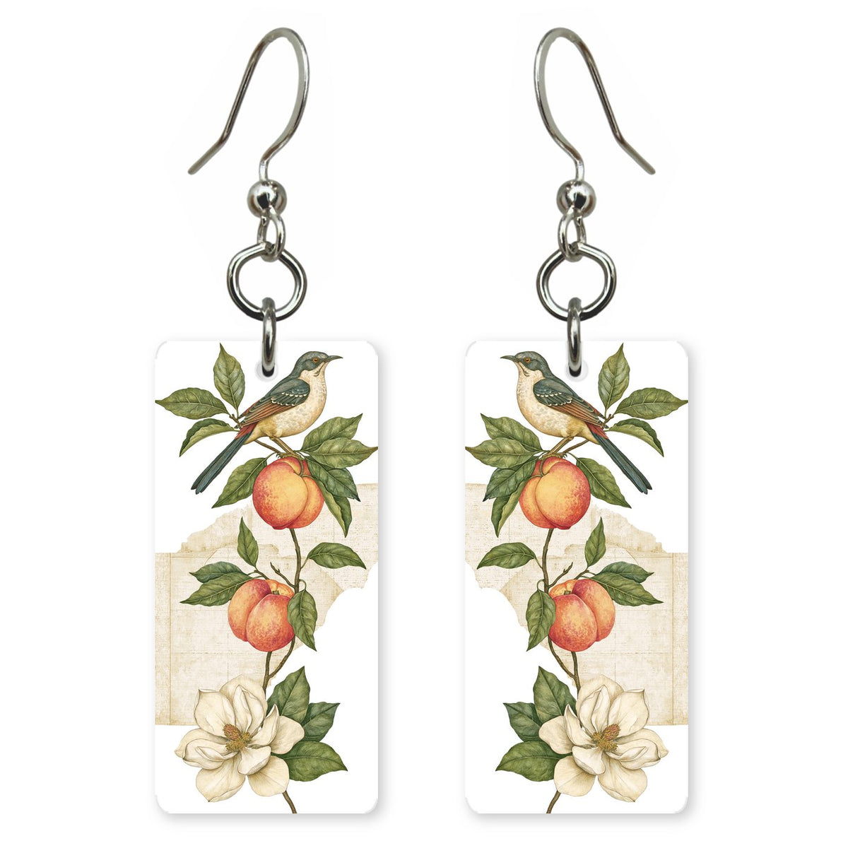 She's Choosing Georgia Earrings | Peach Branch Bird | SC10A