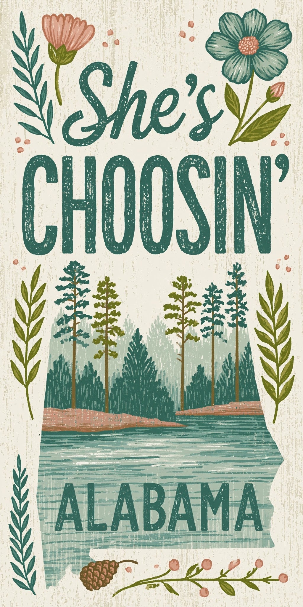 She's Choosing Alabama Earrings | Forest Lake Poster | SC1A
