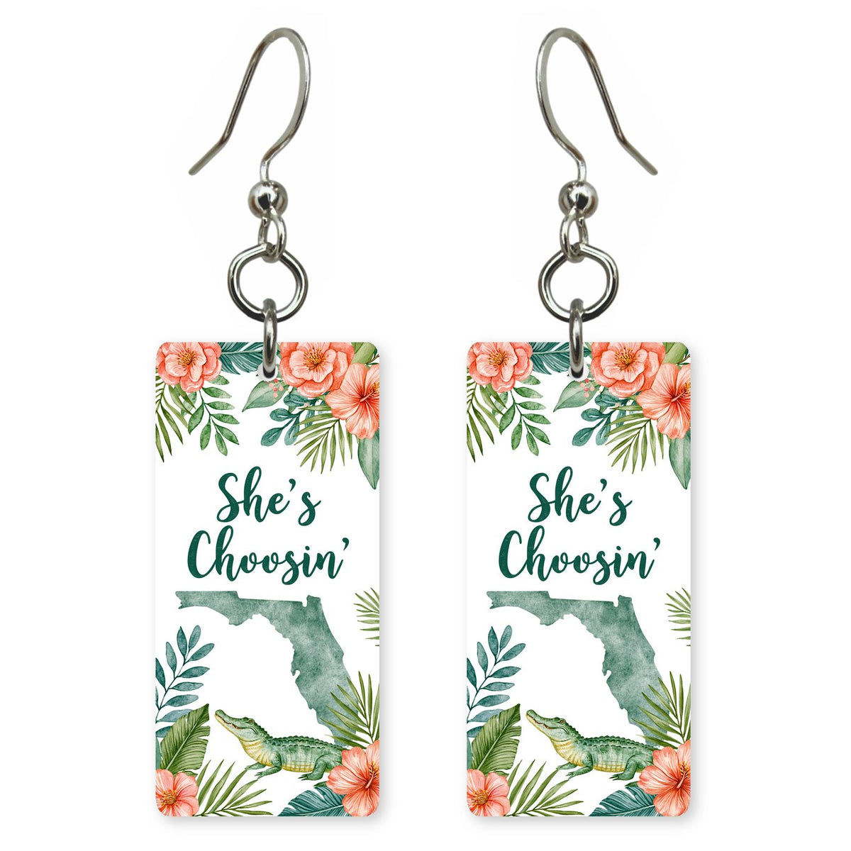 She's Choosing Florida Earrings | Tropical Frame Gator | SC9I