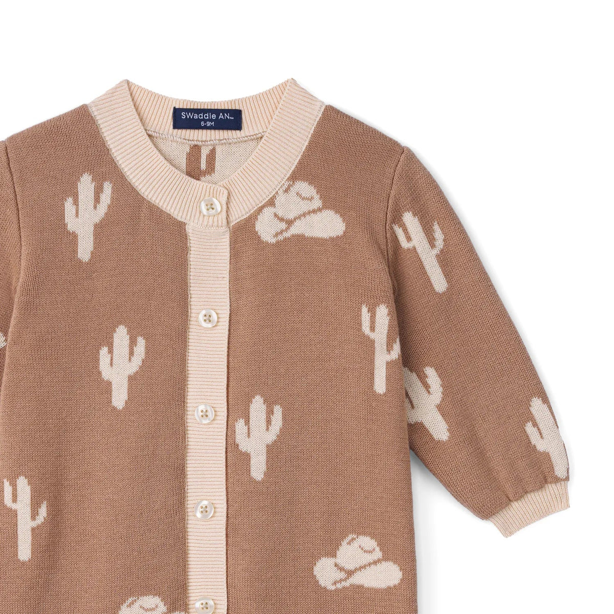 Cactus & Cowboy Hat Knit Baby Romper