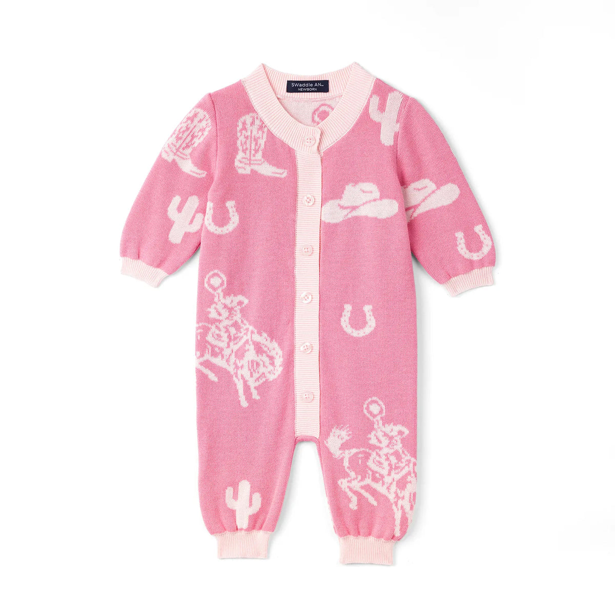 Pink Cowgirl Knit Baby Romper