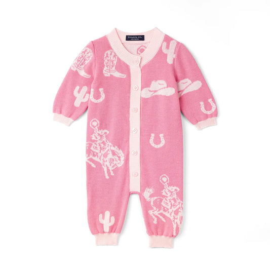 Pink Cowgirl Knit Baby Romper