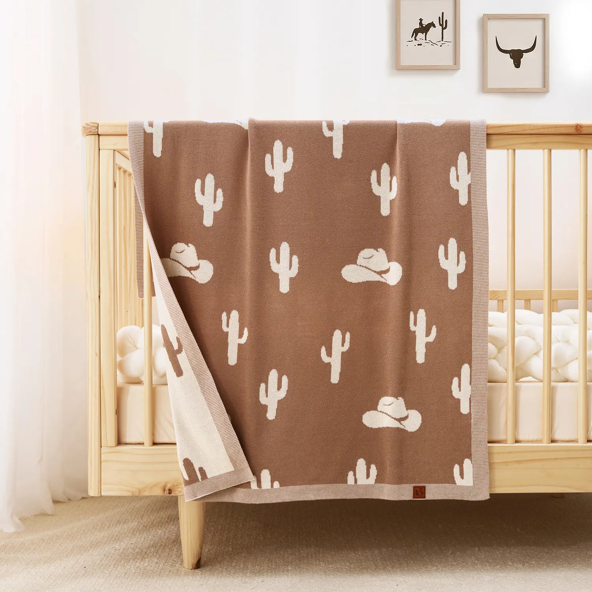Cactus & Cowboy Jacquard Knit Baby Blanket