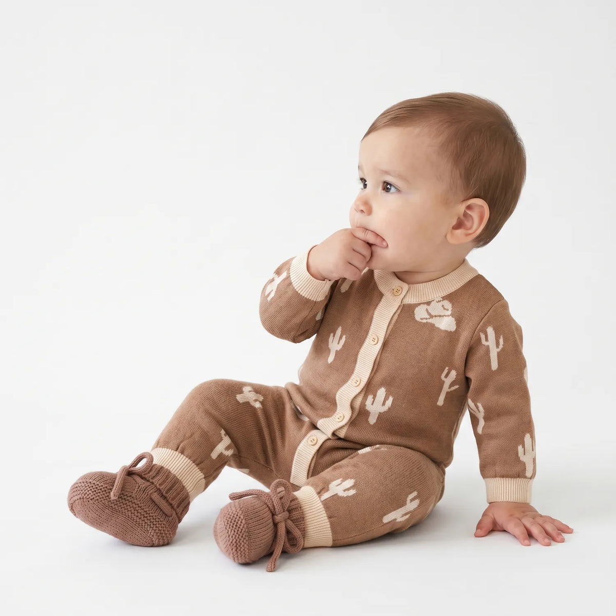 Cactus & Cowboy Hat Knit Baby Romper