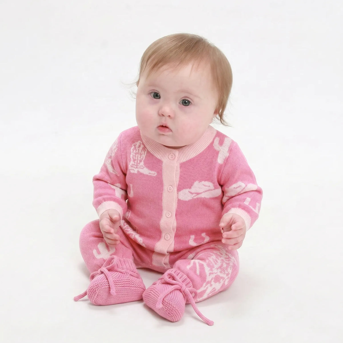 Pink Cowgirl Knit Baby Romper