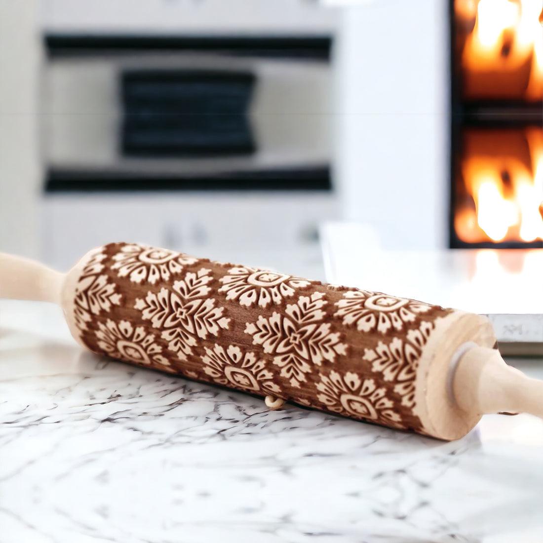 Decorative Embossed Wooden Rolling Pins for Baking
