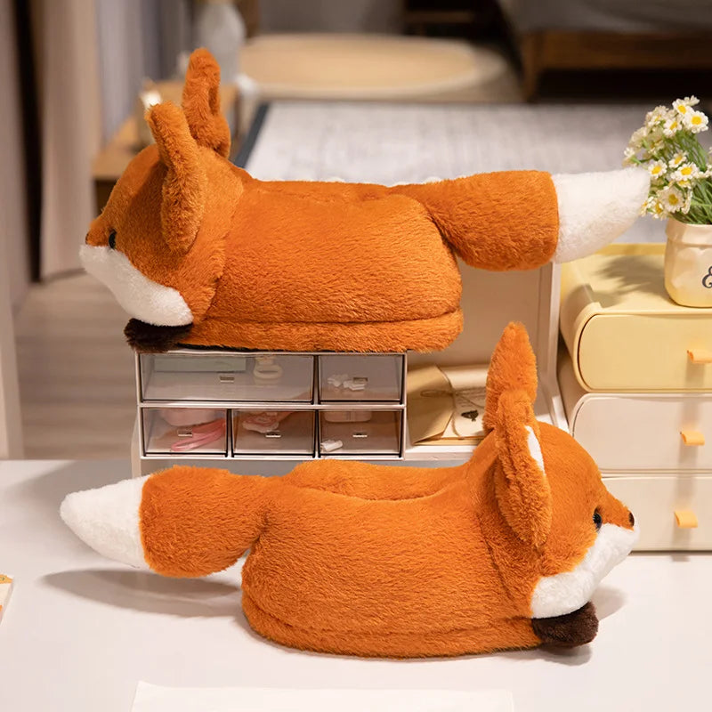 3D Red Panda & Fox Plush Slippers