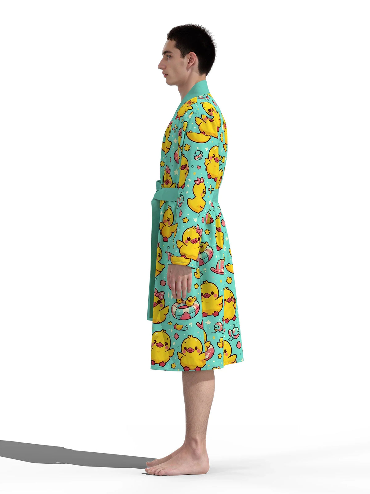 Swimming Duck 3D Print Bathrobe — Quick-Dry Casual Lounge Robe