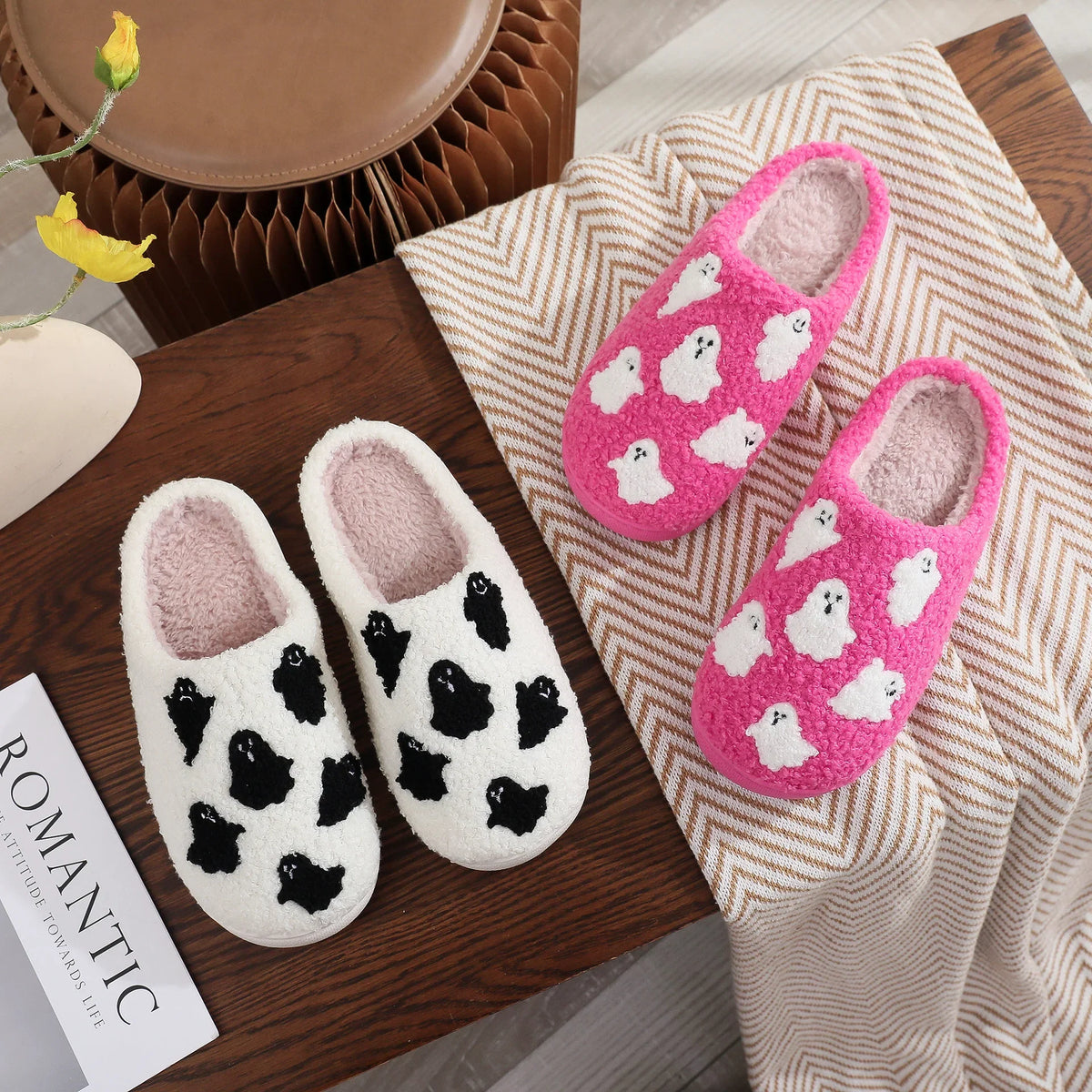 Halloween Ghost Plush Slippers
