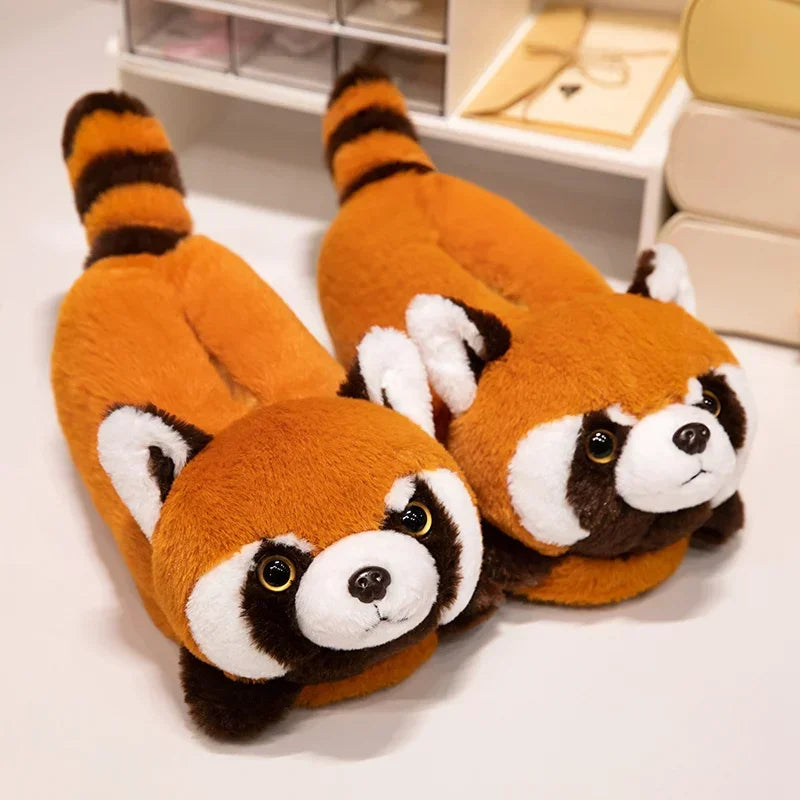 3D Red Panda & Fox Plush Slippers