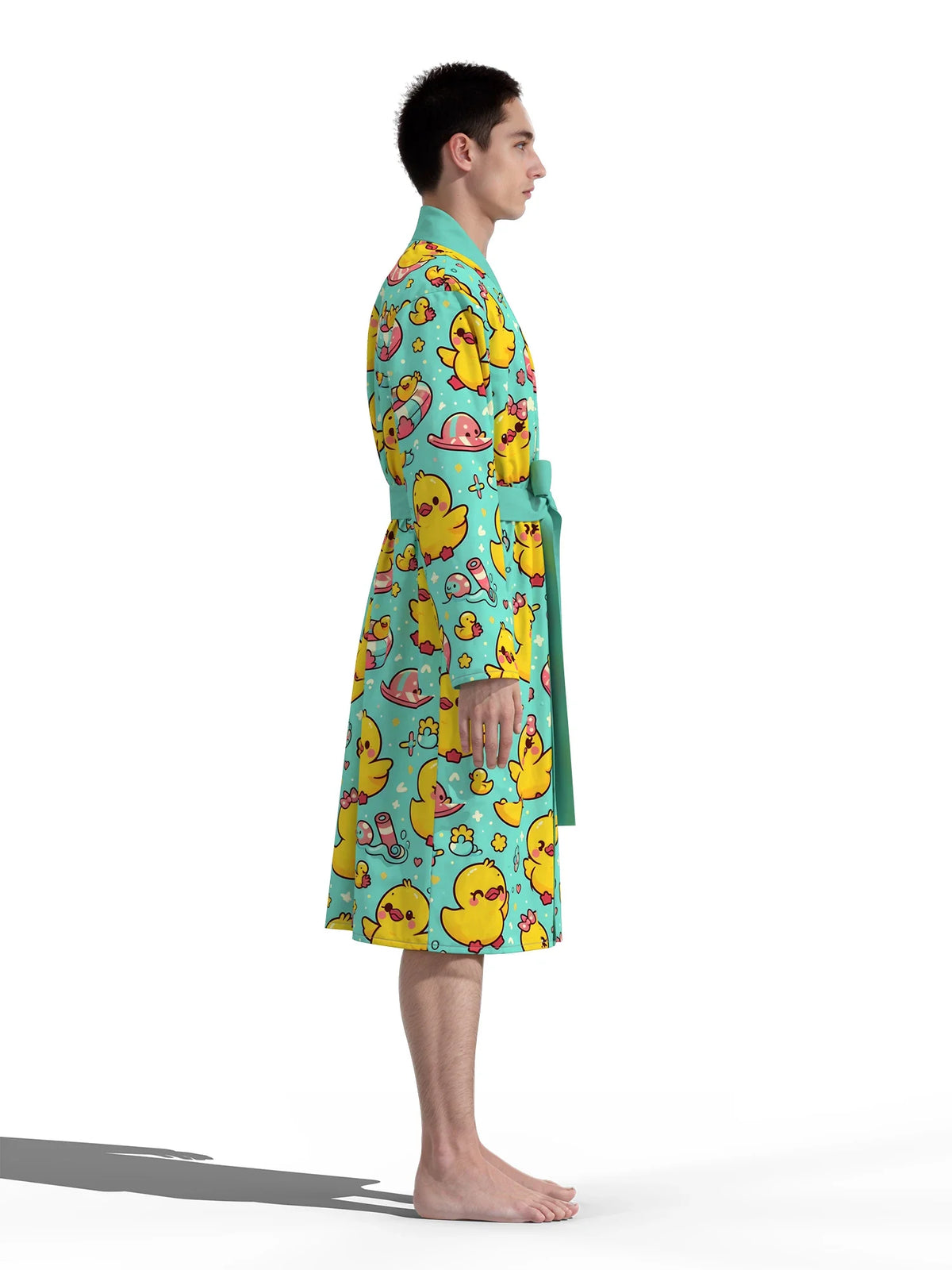 Swimming Duck 3D Print Bathrobe — Quick-Dry Casual Lounge Robe
