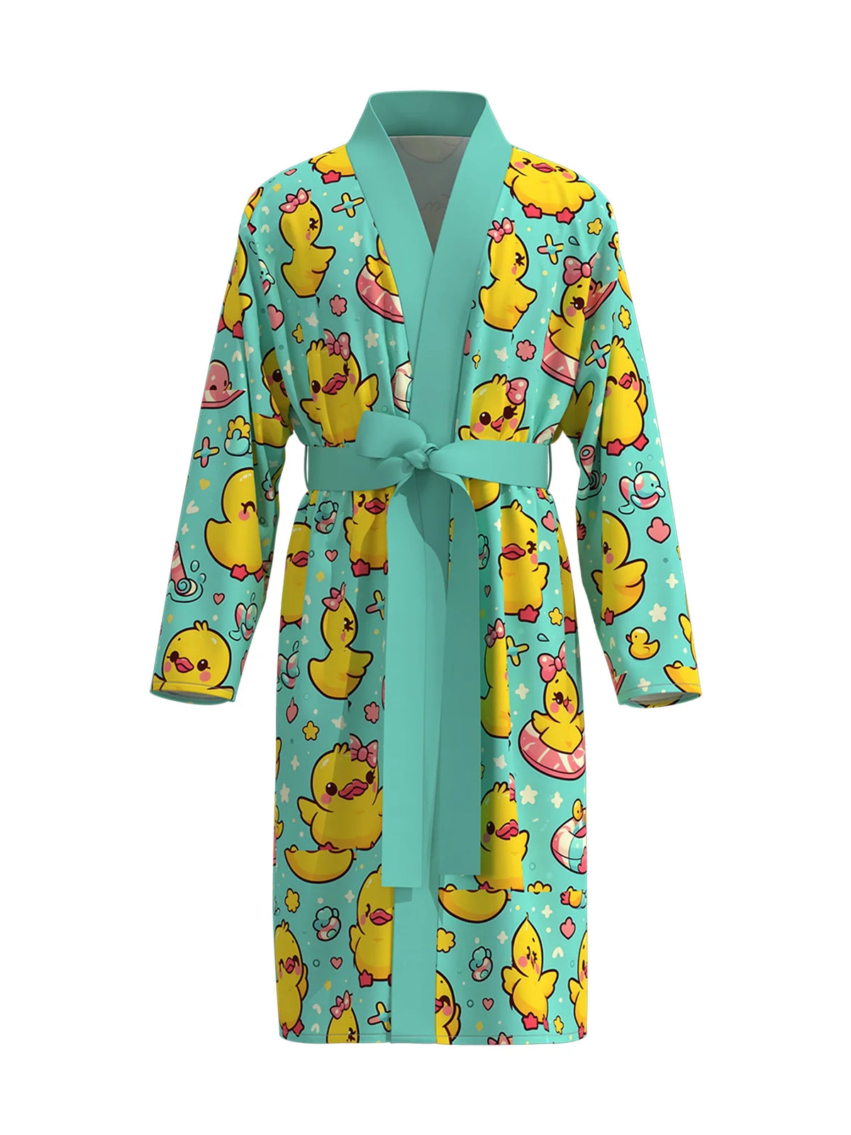 Swimming Duck 3D Print Bathrobe — Quick-Dry Casual Lounge Robe
