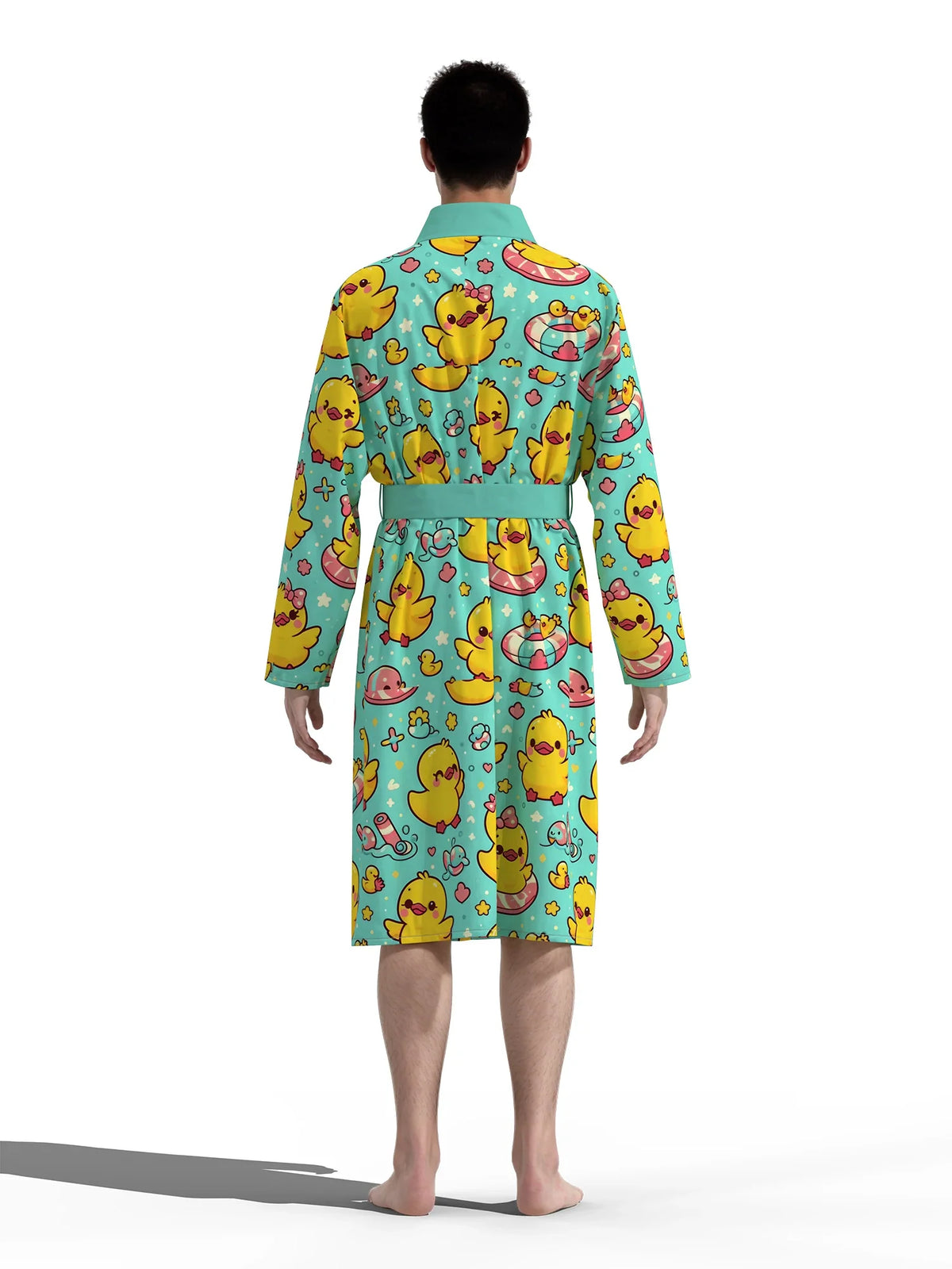 Swimming Duck 3D Print Bathrobe — Quick-Dry Casual Lounge Robe