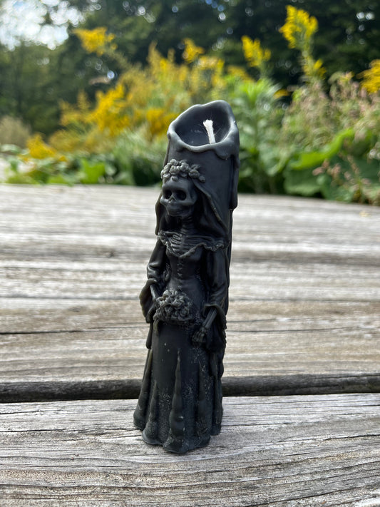 Black Beeswax Skeleton Bride Candle