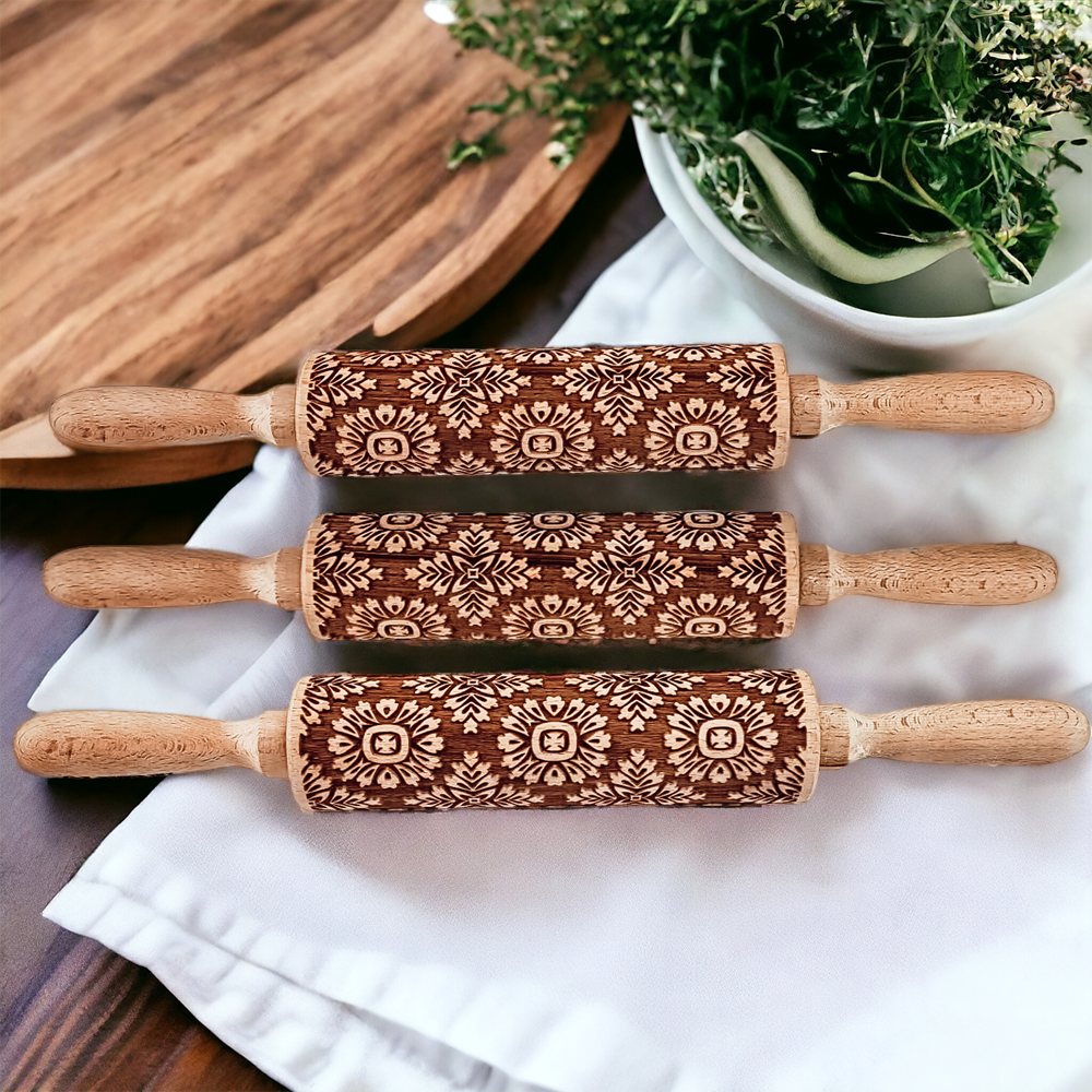 Decorative Embossed Wooden Rolling Pins for Baking