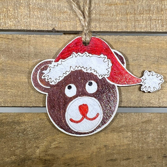 Teddy Bear Wooden Christmas Ornament | Cute Holiday Decor