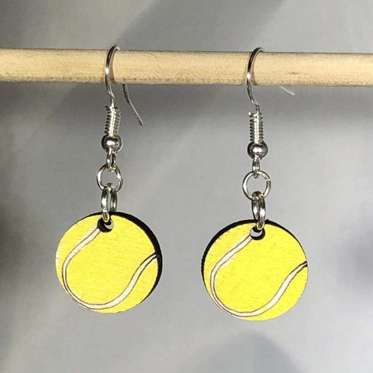 Tennis Ball Wooden Dangle Earrings | Sports Jewelry