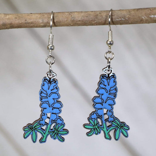 Texas Bluebonnet Wooden Earrings | State Flower Jewelry