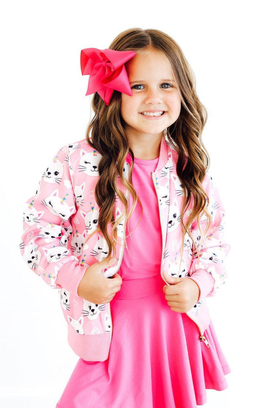 Unicorn Kitties Satin Bomber Jacket
