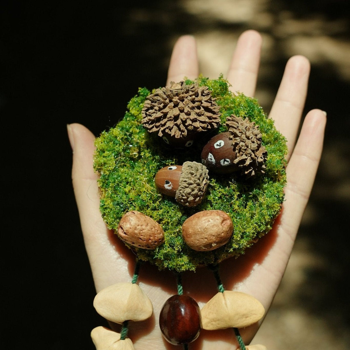 "Acorn Family" Moss Forest Fridge Magnet